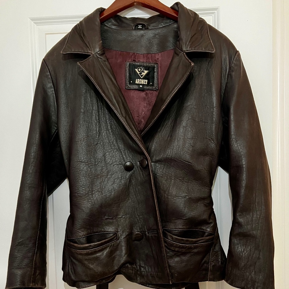 Vintage 1970s Ardney Brown Leather Jacket Mens or Women Medium